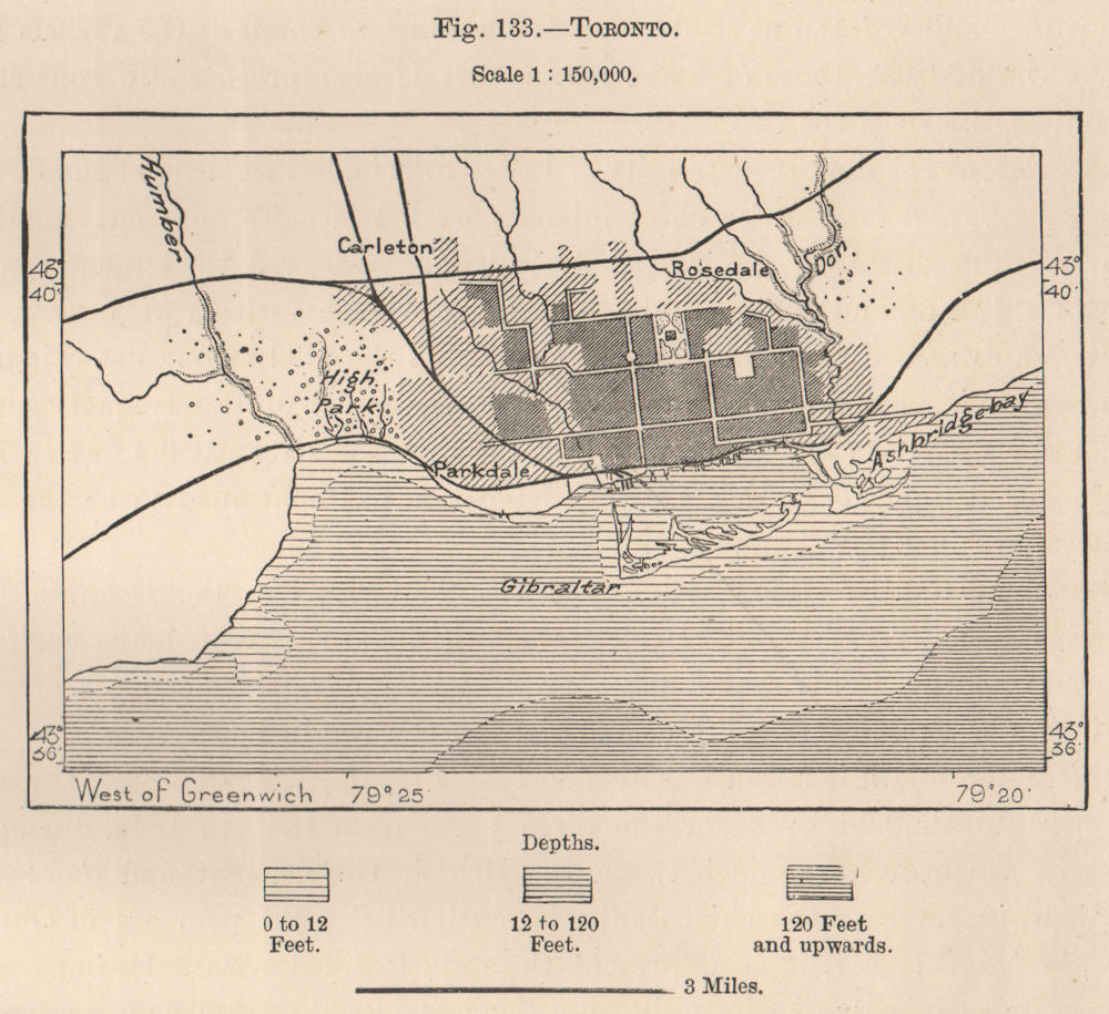 Toronto. Canada 1885 old antique vintage map plan chart